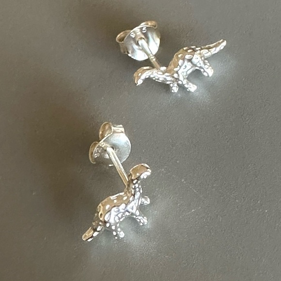 Sterling Silver Simple Stud Dinosaur Earrings - Picture 6 of 8